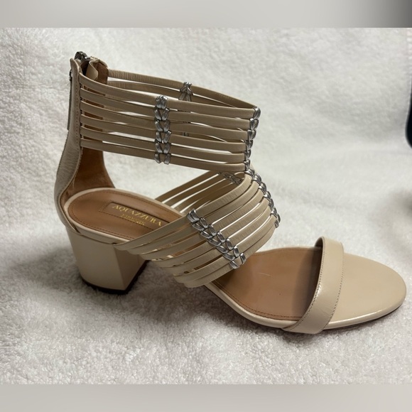 GUC Aquazzura- Ravello Leather Cream Sandals. Size 37 main image 3